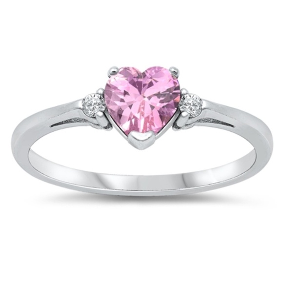 Cubic Zirconia & Sterling Silver Heart Ring - Picture 1 of 1
